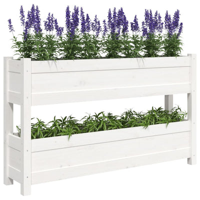 Planter White 112x25x66 cm Solid Wood Pine