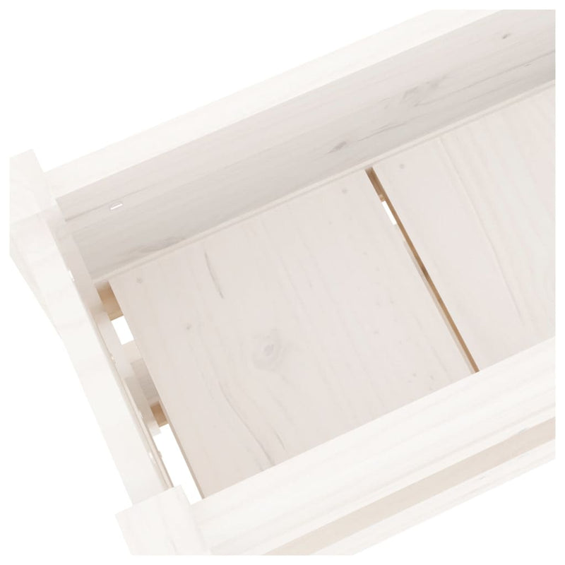 Planter White 112x25x66 cm Solid Wood Pine