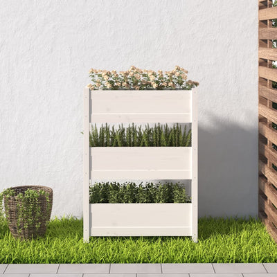 Planter White 77x25x104.5 cm Solid Wood Pine