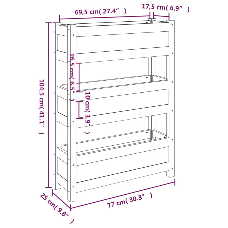 Planter White 77x25x104.5 cm Solid Wood Pine