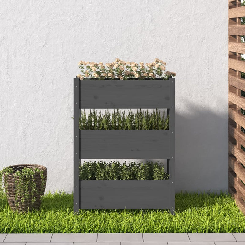 Planter Grey 77x25x104.5 cm Solid Wood Pine