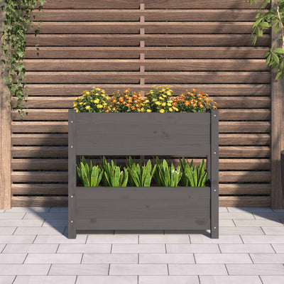 Planter Grey 77x25x66 cm Solid Wood Pine