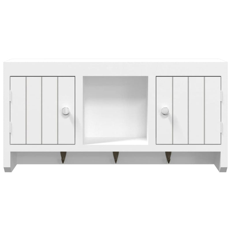 Key Cabinet White 40x8.5x20 cm Engineered Wood&Steel