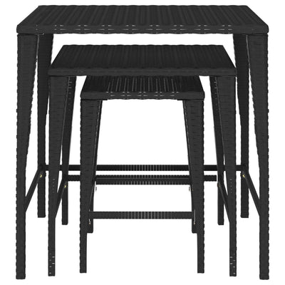 Nesting Tables 3 pcs Black Poly Rattan