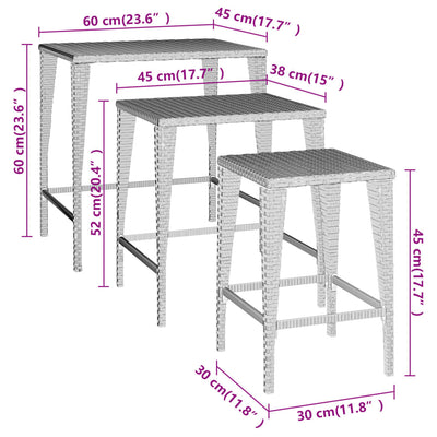 Nesting Tables 3 pcs Black Poly Rattan