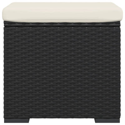 Ottoman with Cushion Black 40x30x40 cm Poly Rattan