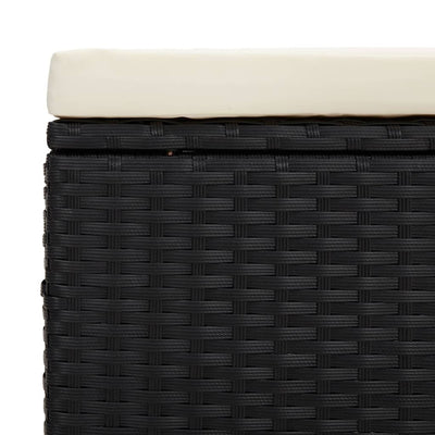 Ottoman with Cushion Black 40x30x40 cm Poly Rattan