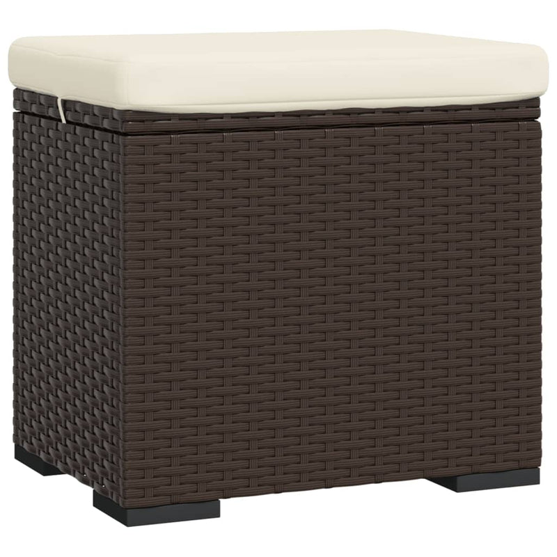 Ottoman with Cushion Brown 40x30x40 cm Poly Rattan