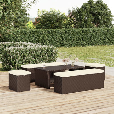 Ottoman with Cushion Brown 40x30x40 cm Poly Rattan