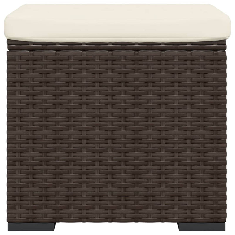 Ottoman with Cushion Brown 40x30x40 cm Poly Rattan