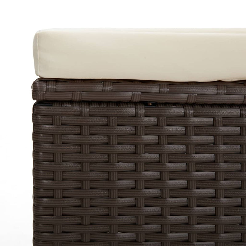 Ottoman with Cushion Brown 40x30x40 cm Poly Rattan