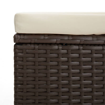 Ottomans with Cushions 2 pcs Brown 40x30x40 cm Poly Rattan