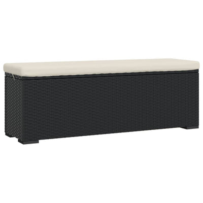 Ottoman Bench with Cushion Black 110x30x40 cm Poly Rattan