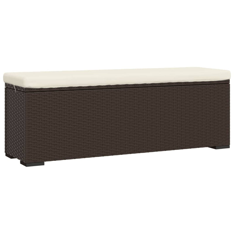 Ottoman Bench with Cushion Brown 110x30x40 cm Poly Rattan