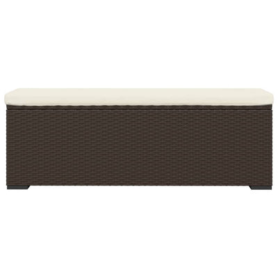 Ottoman Bench with Cushion Brown 110x30x40 cm Poly Rattan