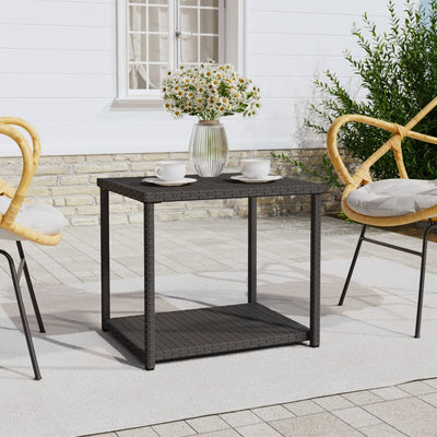 Side Table Black 55x45x49 cm Poly Rattan