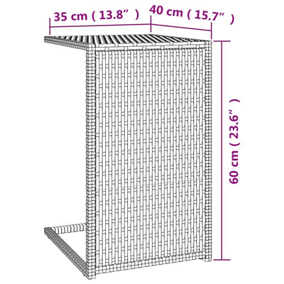 C Table Brown 40x35x60 cm Poly Rattan