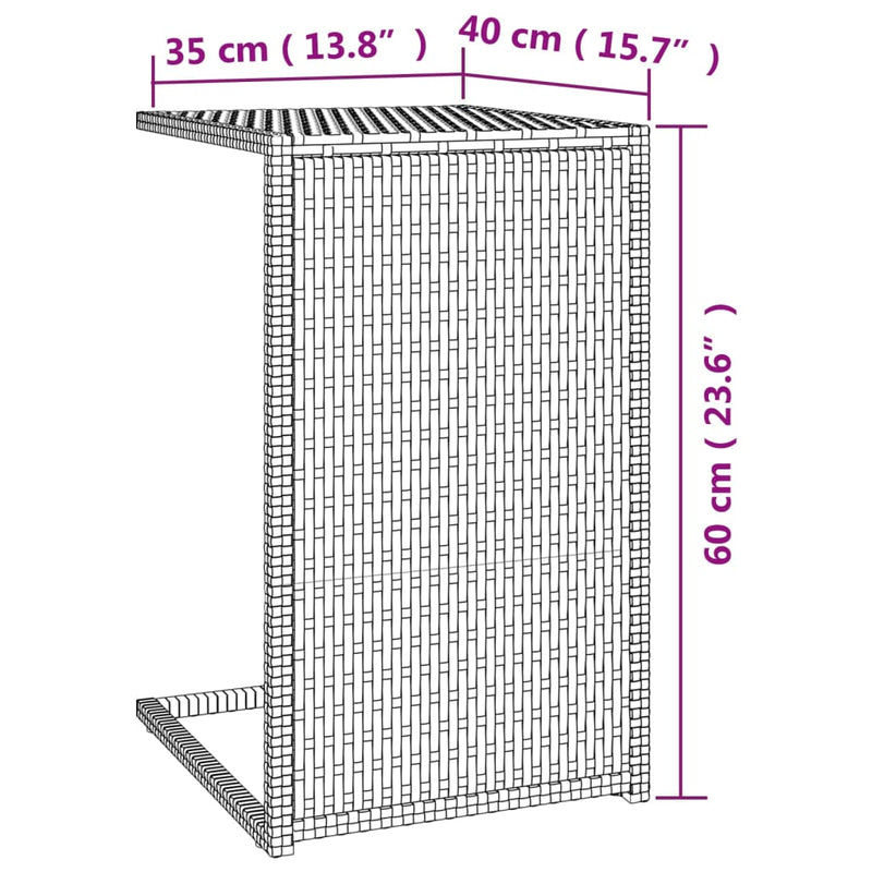 C Table Brown 40x35x60 cm Poly Rattan