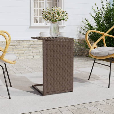 C Table Brown 40x35x60 cm Poly Rattan