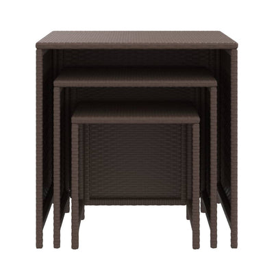 Nesting Tables 3 pcs Brown Poly Rattan