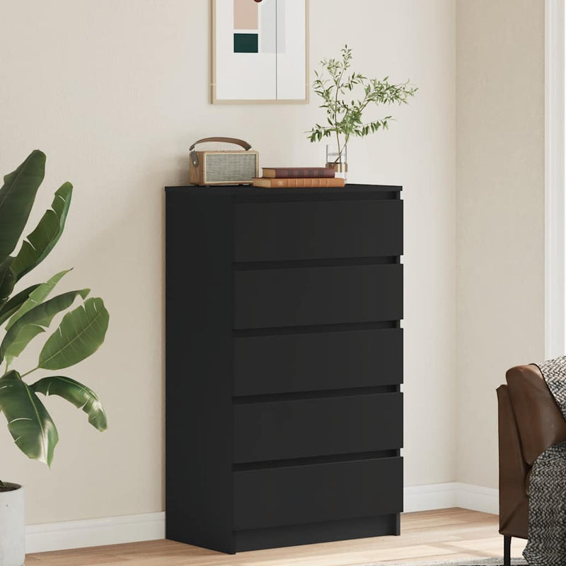 Drawer Cabinet Black 60x36x103 cm Engineered Wood