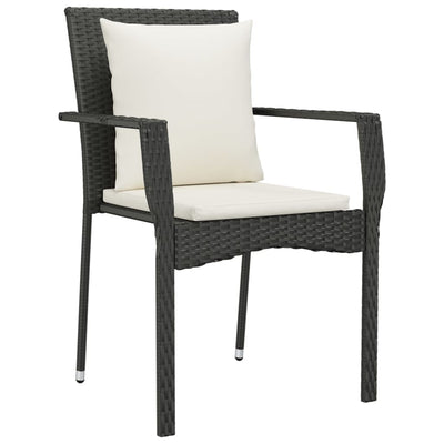 Garden Chairs with Cushions 2 pcs Poly Rattan Black