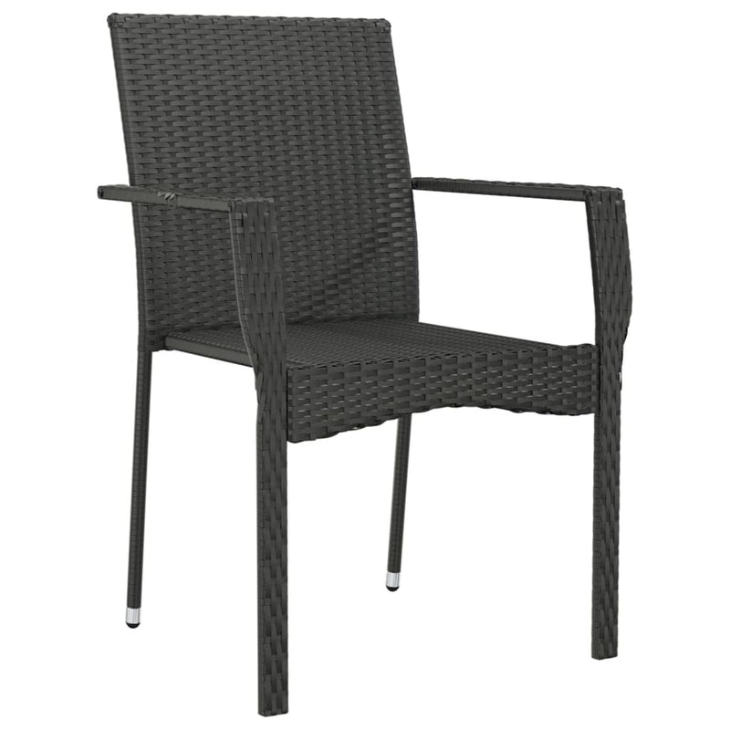 Garden Chairs with Cushions 2 pcs Poly Rattan Black