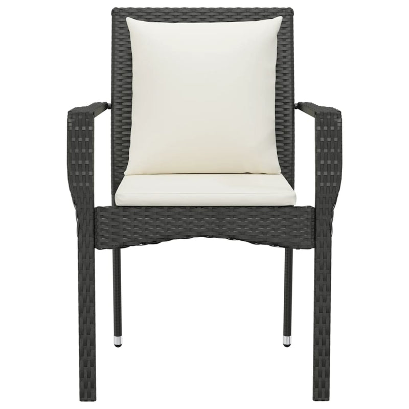 Garden Chairs with Cushions 2 pcs Poly Rattan Black