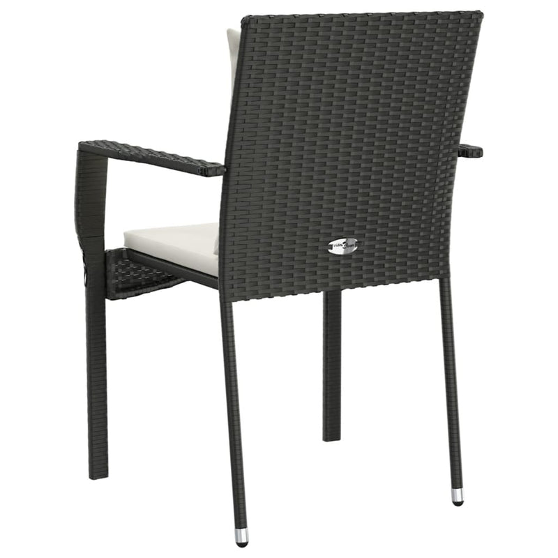 Garden Chairs with Cushions 2 pcs Poly Rattan Black