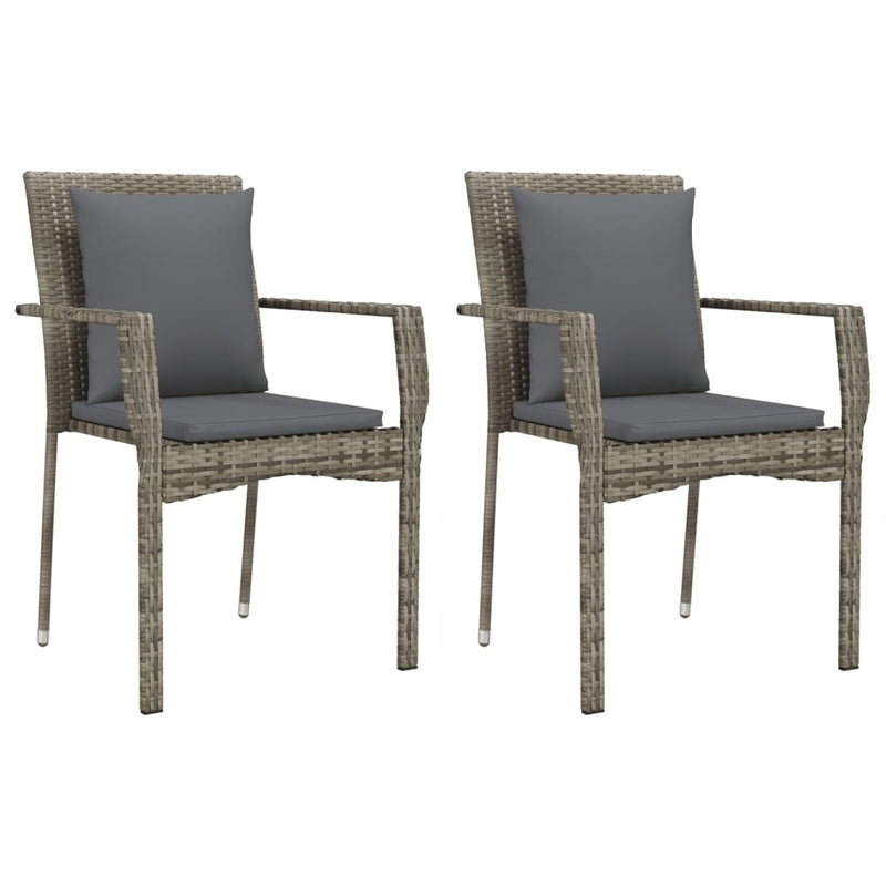 Garden Chairs with Cushions 2 pcs Poly Rattan Grey