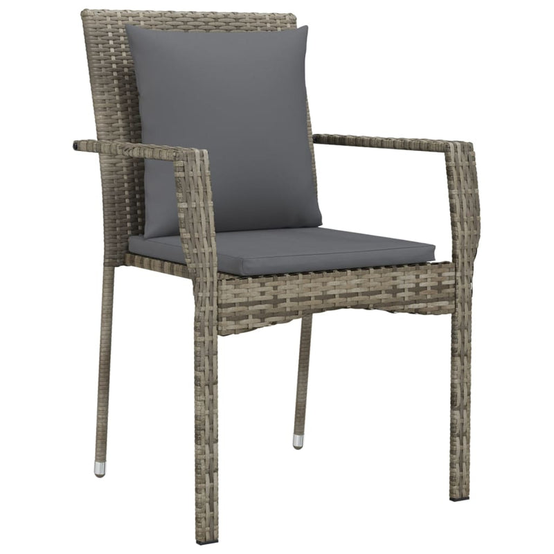 Garden Chairs with Cushions 2 pcs Poly Rattan Grey