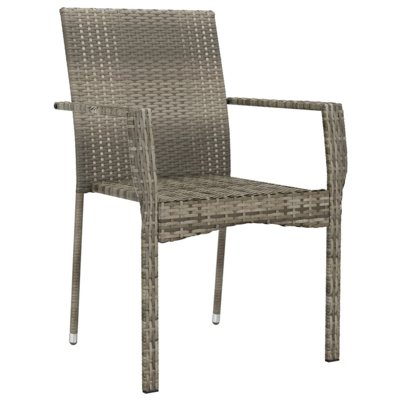 Garden Chairs with Cushions 2 pcs Poly Rattan Grey