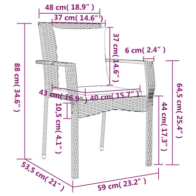 Garden Chairs with Cushions 2 pcs Poly Rattan Grey