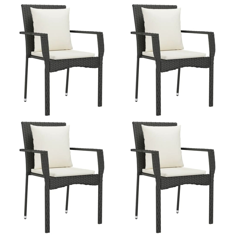 Garden Chairs with Cushions 4 pcs Poly Rattan Black