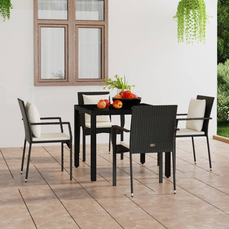 Garden Chairs with Cushions 4 pcs Poly Rattan Black