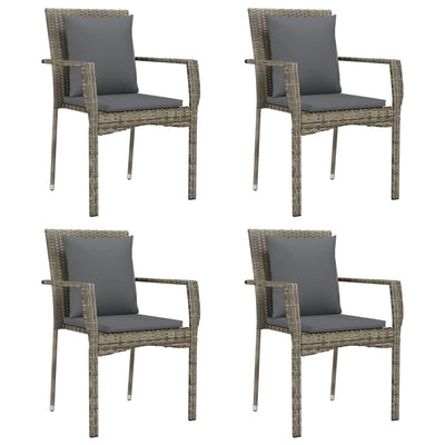 Garden Chairs with Cushions 4 pcs Poly Rattan Grey