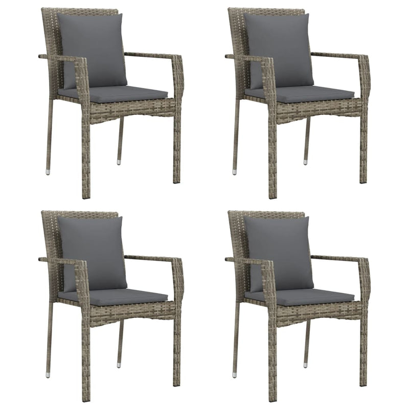 Garden Chairs with Cushions 4 pcs Poly Rattan Grey