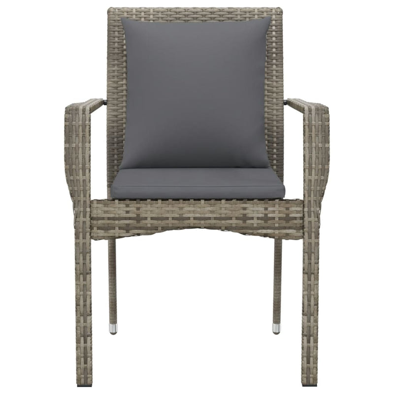 Garden Chairs with Cushions 4 pcs Poly Rattan Grey