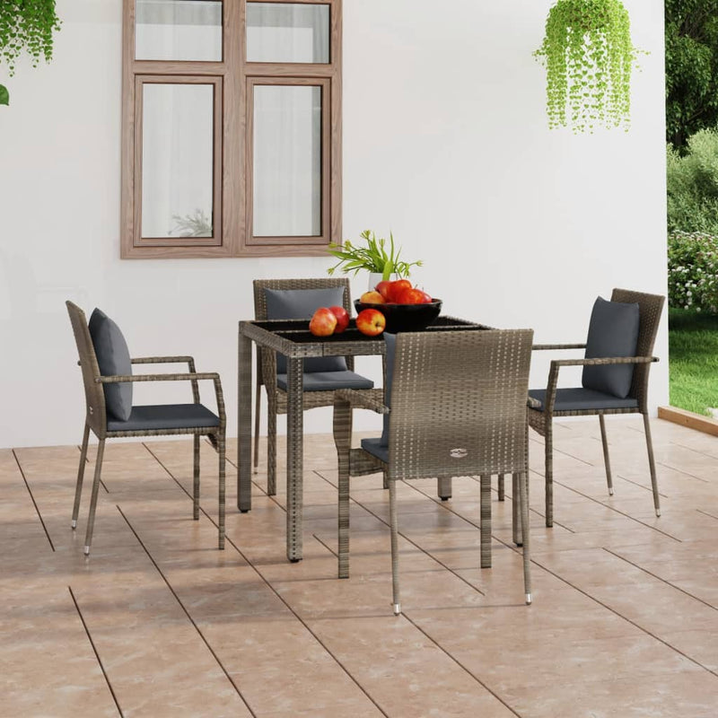 Garden Chairs with Cushions 4 pcs Poly Rattan Grey