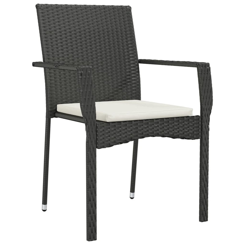 Garden Chairs with Cushions 2 pcs Poly Rattan Black