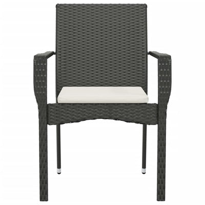 Garden Chairs with Cushions 2 pcs Poly Rattan Black