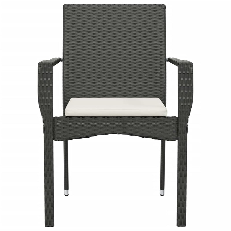 Garden Chairs with Cushions 2 pcs Poly Rattan Black