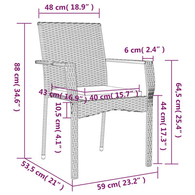 Garden Chairs with Cushions 2 pcs Poly Rattan Black