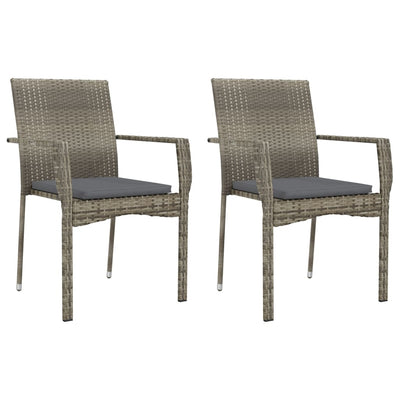 Garden Chairs with Cushions 2 pcs Poly Rattan Grey