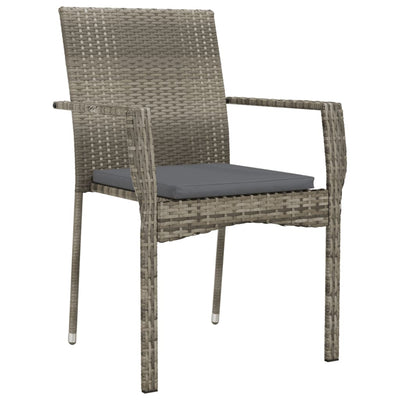 Garden Chairs with Cushions 2 pcs Poly Rattan Grey