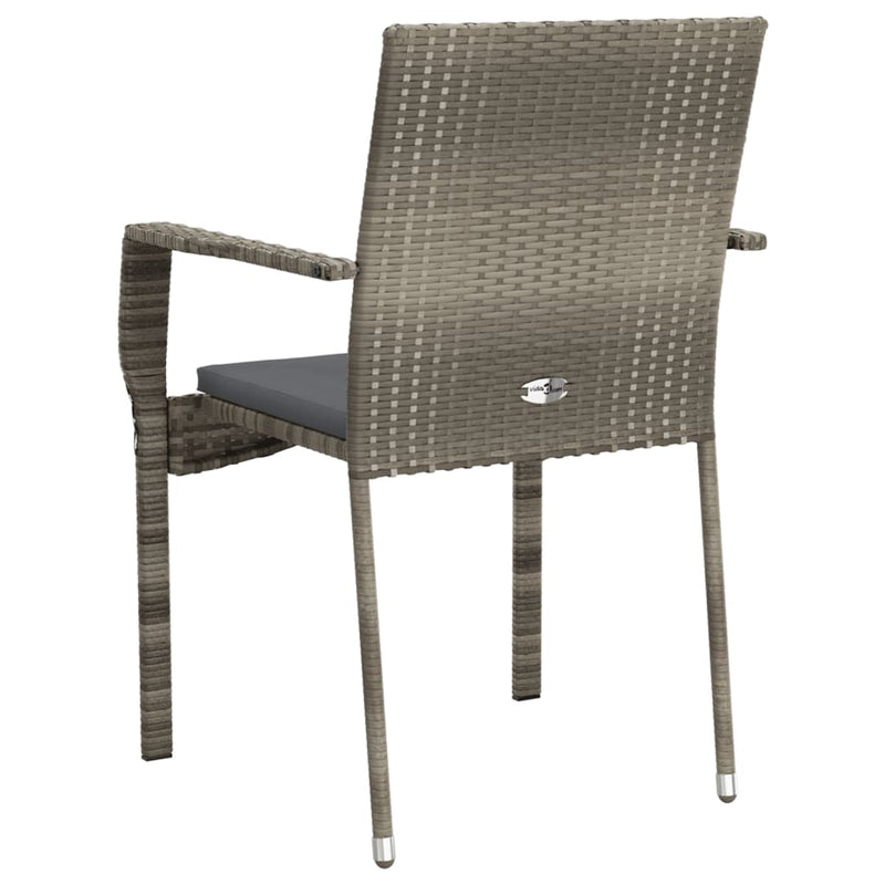 Garden Chairs with Cushions 2 pcs Poly Rattan Grey