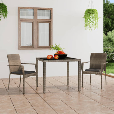 Garden Chairs with Cushions 2 pcs Poly Rattan Grey