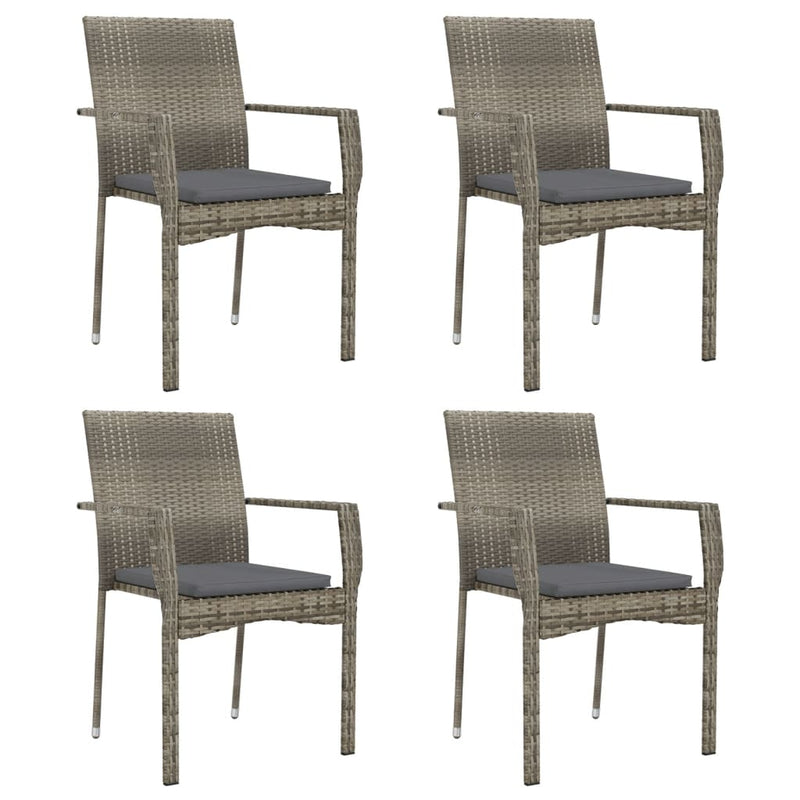 Garden Chairs with Cushions 4 pcs Poly Rattan Grey