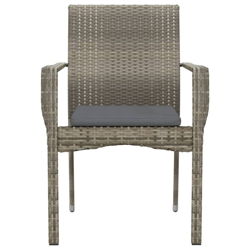 Garden Chairs with Cushions 4 pcs Poly Rattan Grey