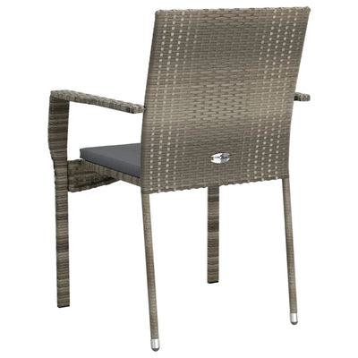 Garden Chairs with Cushions 4 pcs Poly Rattan Grey